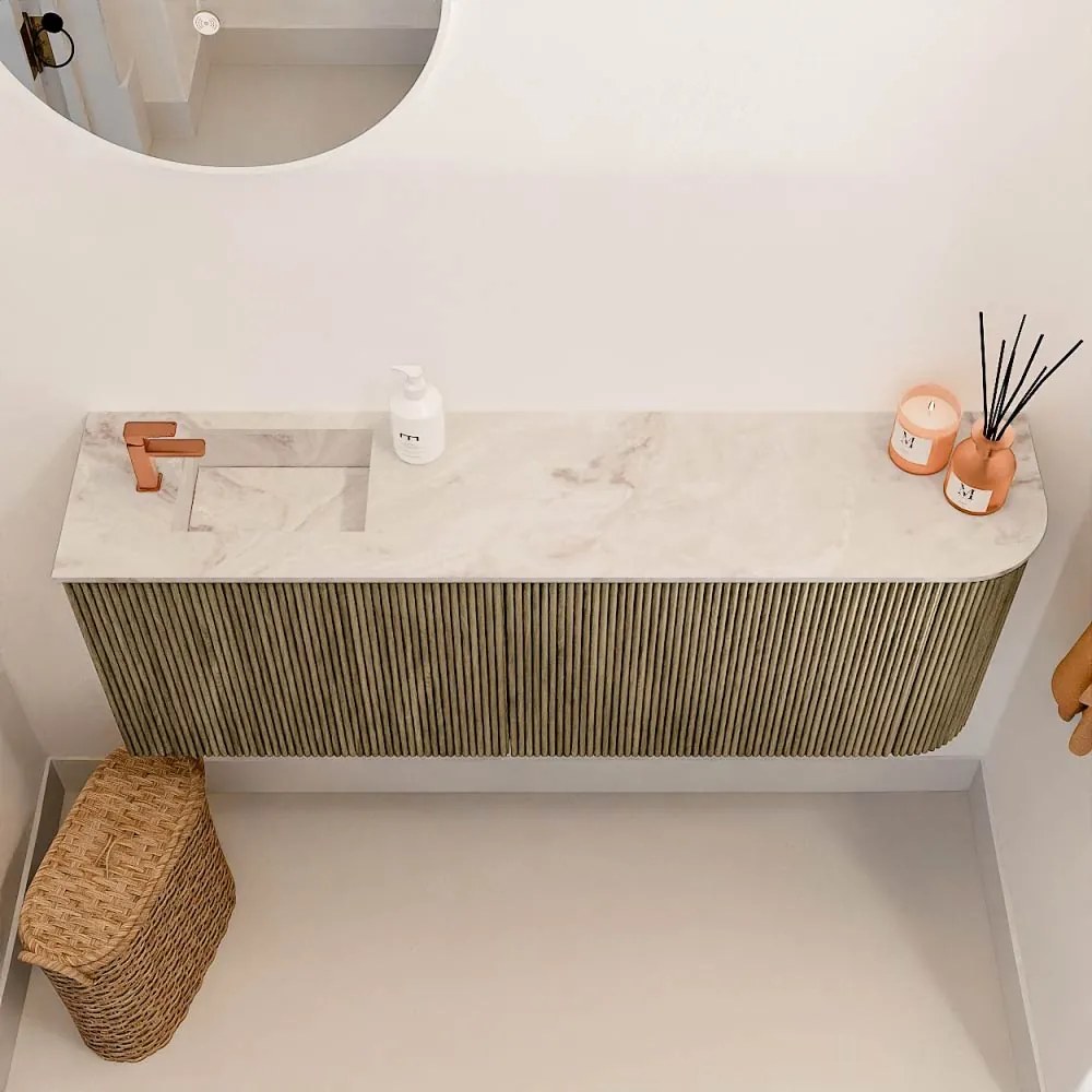 Mondiaz Joya DLux 110cm toiletmeubel ronding rechts dusk met wastafel faye links 1 kraangat frappe