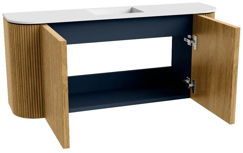 Mondiaz Joya 95cm toiletmeubel ronding links/rechts oak met wastafel faye midden 1 kraangat talc