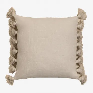 Vierkant Kussen 45x45 Cm Van Monsey-katoen Beige – Linnen - Sklum