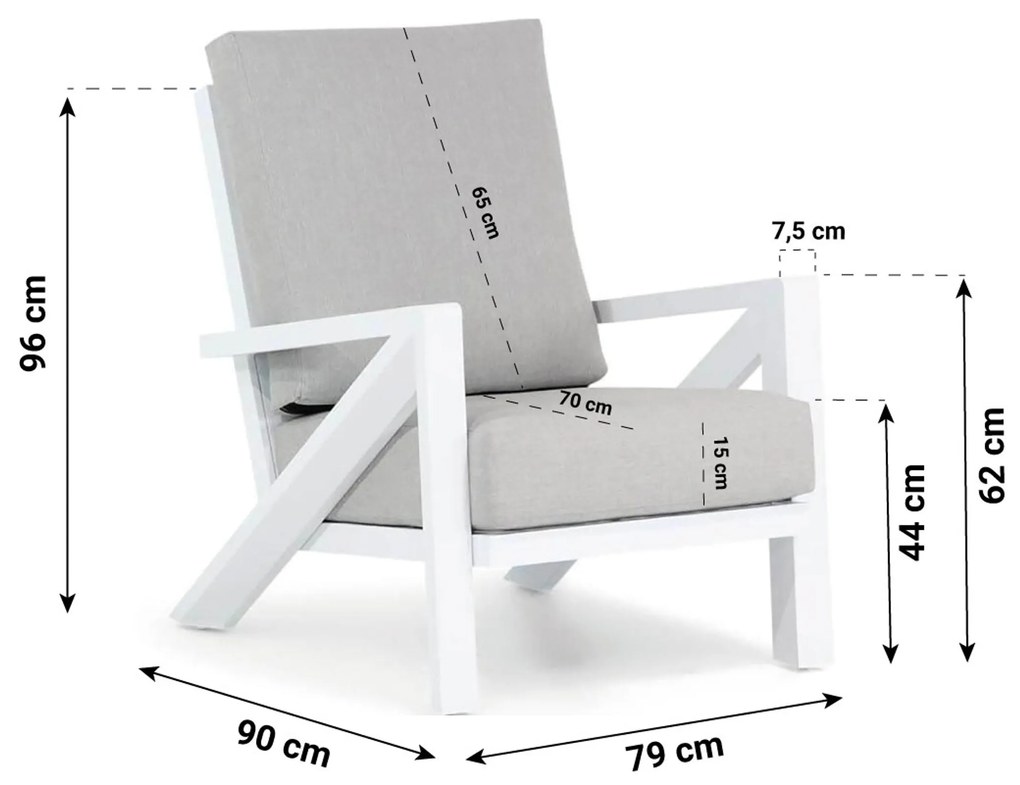 Stoel en Bank Loungeset 4 personen Aluminium Wit  Santika Furniture Santika Cinta