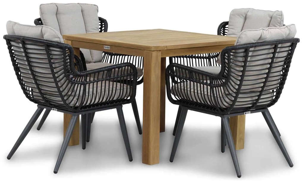 Tuinset 4 personen 90 cm Wicker/Aluminium/Aluminium/wicker Zwart Coco Azzano/Bristol