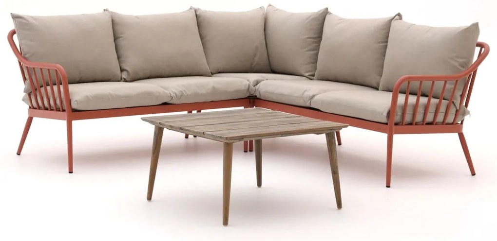 Hoek loungeset Manifesto  | 5 personen | Loungeset Rood | Hoekbank Aluminium | Kees Smit Tuinmeubelen