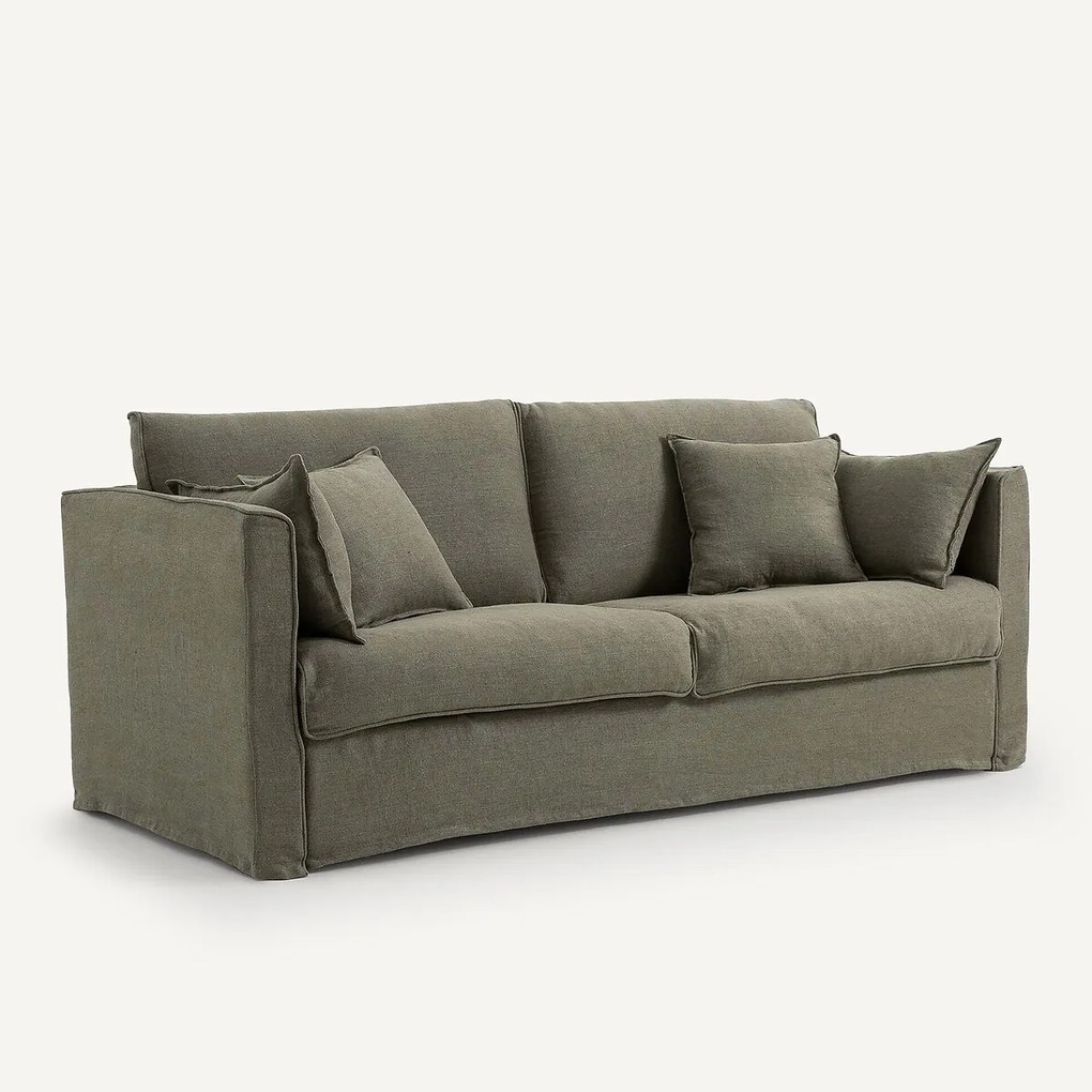 Slaapbank, 3 of 4 zits, in dik stonewashed linnen, Camille