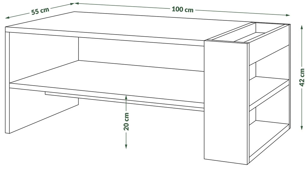 NEFRI Eikenhout Artisan / beige - MODERNE KOFFIETAFEL MET LEGPLANK