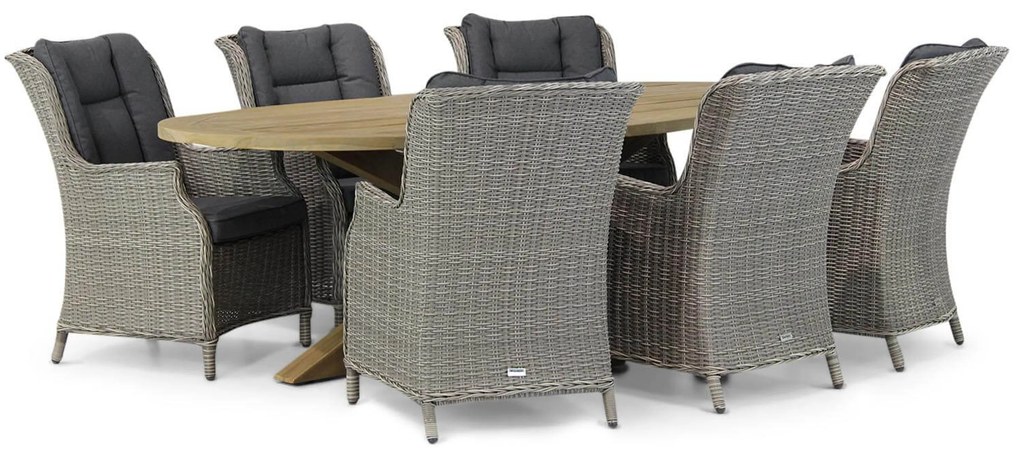 Tuinset 6 personen 240 cm Wicker Grijs Garden Collections Aberdeen/Boston