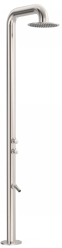 Tres Fuera gebogen buitendouche met mengkraan en 30cm hoofddouche RVS