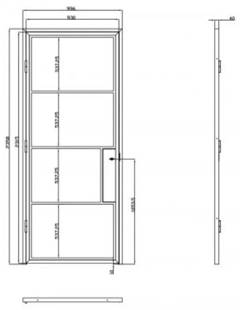 Loftdeur Mat Glas Met Deurklink (Inclusief Stalen Kozijn)