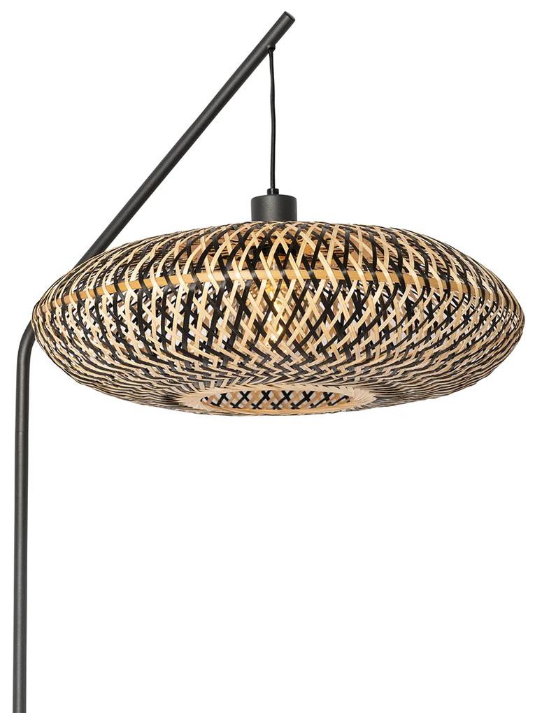 Oosterse vloerlamp zwart bamboe - OstravaOosters E27 Binnenverlichting Lamp