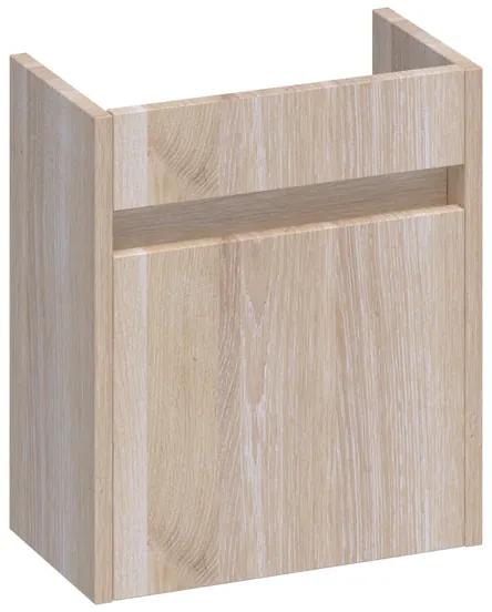 Saniclass Nexxt fonteinonderkast 40x45x22cm met 1 rechtsdraaiende deur met greep doorlopende lamellen geborsteld hout White oak FO-NXRWO