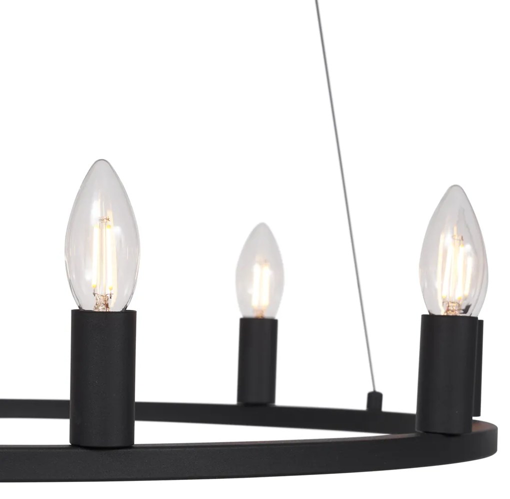 Industriële hanglamp zwart 9-lichts - Knight Industriele / Industrie / Industrial rond Binnenverlichting Lamp