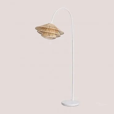 Vloerlamp In Bamboe Taroucas Wit – Natuurlijk Hout - Sklum