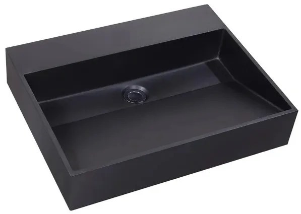 Lambini Designs Arona wastafel quartz 60cm zonder kraangat zwart mat