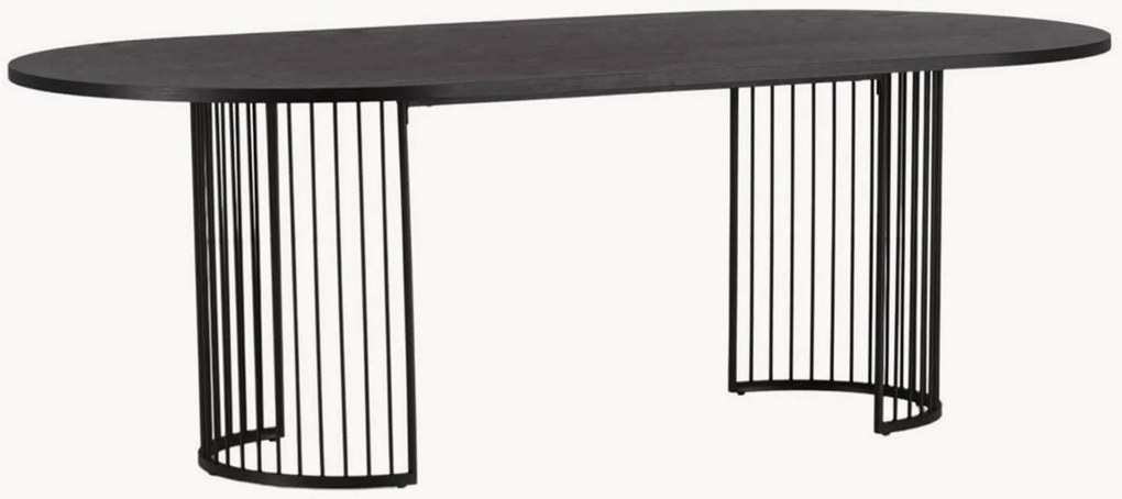 Ovale eettafel Hamneskär met houten tafelblad, 220 x 110 cm