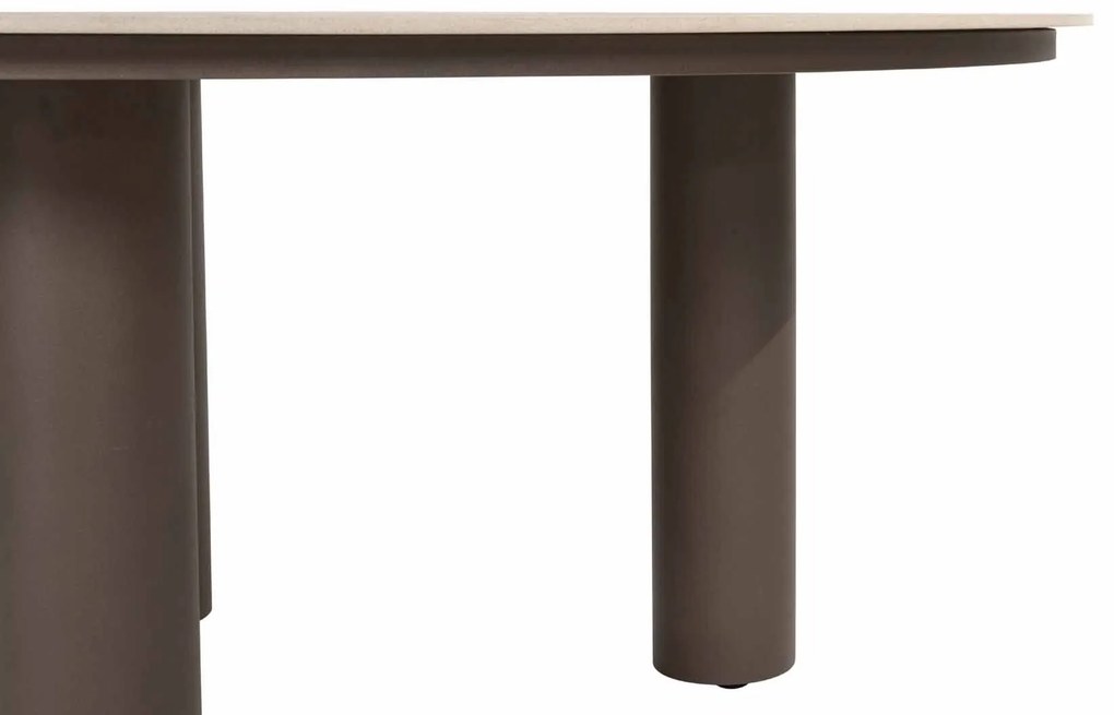 4 Seasons Outdoor Arizona tafel met rond keramisch blad zandkleur Ø 160 cm SALE Tuintafel bruin weerbestendig