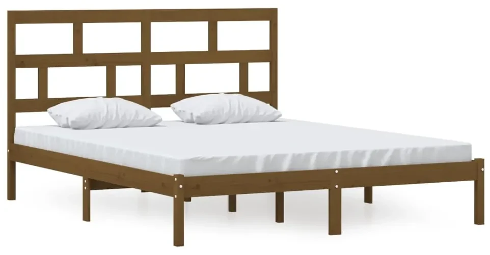 vidaXL Bedframe massief grenenhout honingbruin 160x200 cm