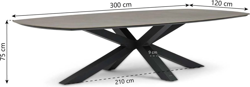 Tuinset 8 personen 300 cm Aluminium Grijs Lifestyle Garden Furniture Vivaro/Voyage
