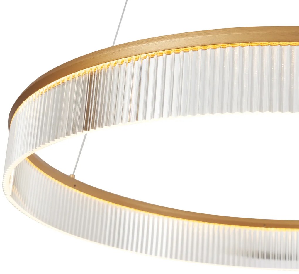 Moderne hanglamp messing 78cm incl. LED 3-staps dimbaar - Anello Chandelier Modern rond Binnenverlichting Lamp
