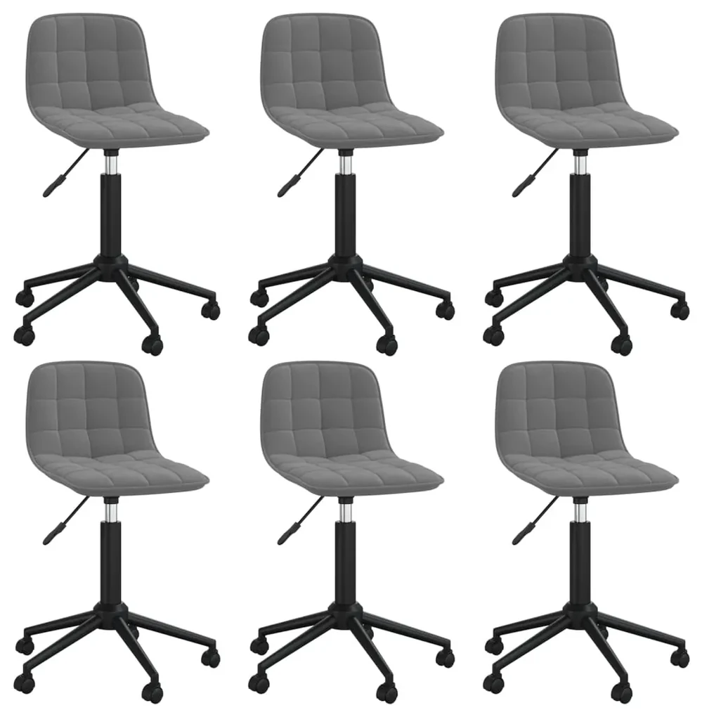 vidaXL Eetkamerstoelen draaibaar 6 st fluweel donkergrijs