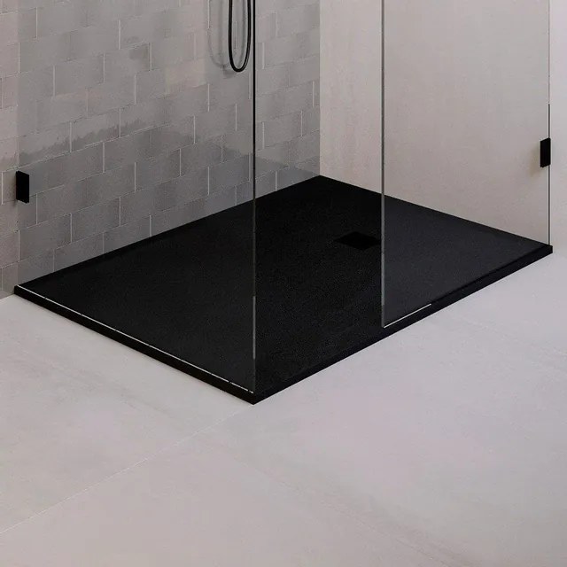 BRAUER Asteroid Douchebak 100x160 incl. antislip en antibacterieel mineraalmarmer mat zwart DB-AS100160MZ