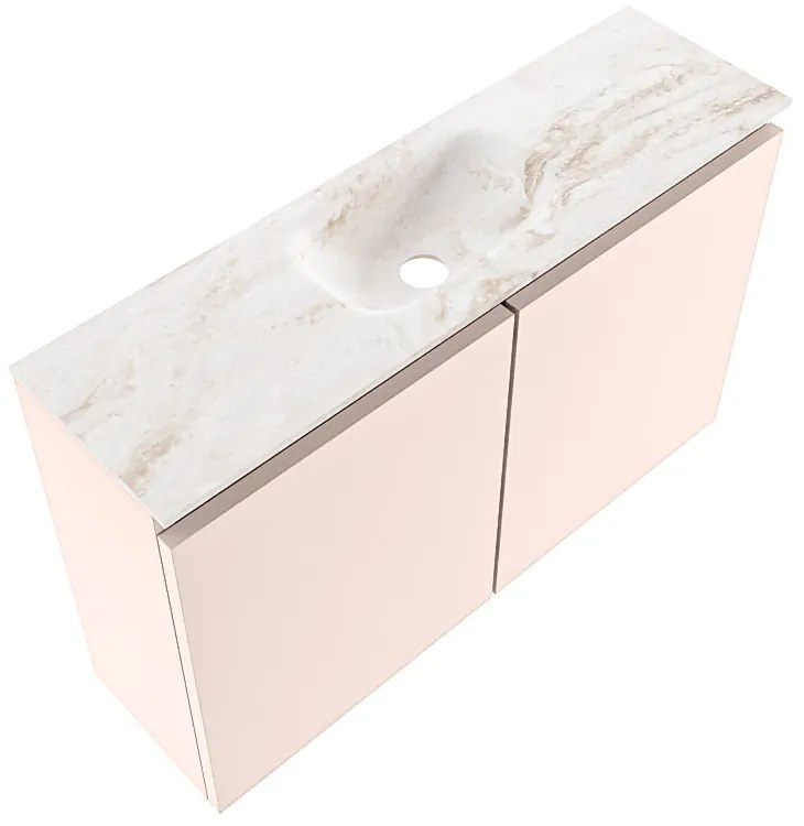 Mondiaz Ture DLux toiletmeubel 80cm rosee met wastafel frappe midden zonder kraangat