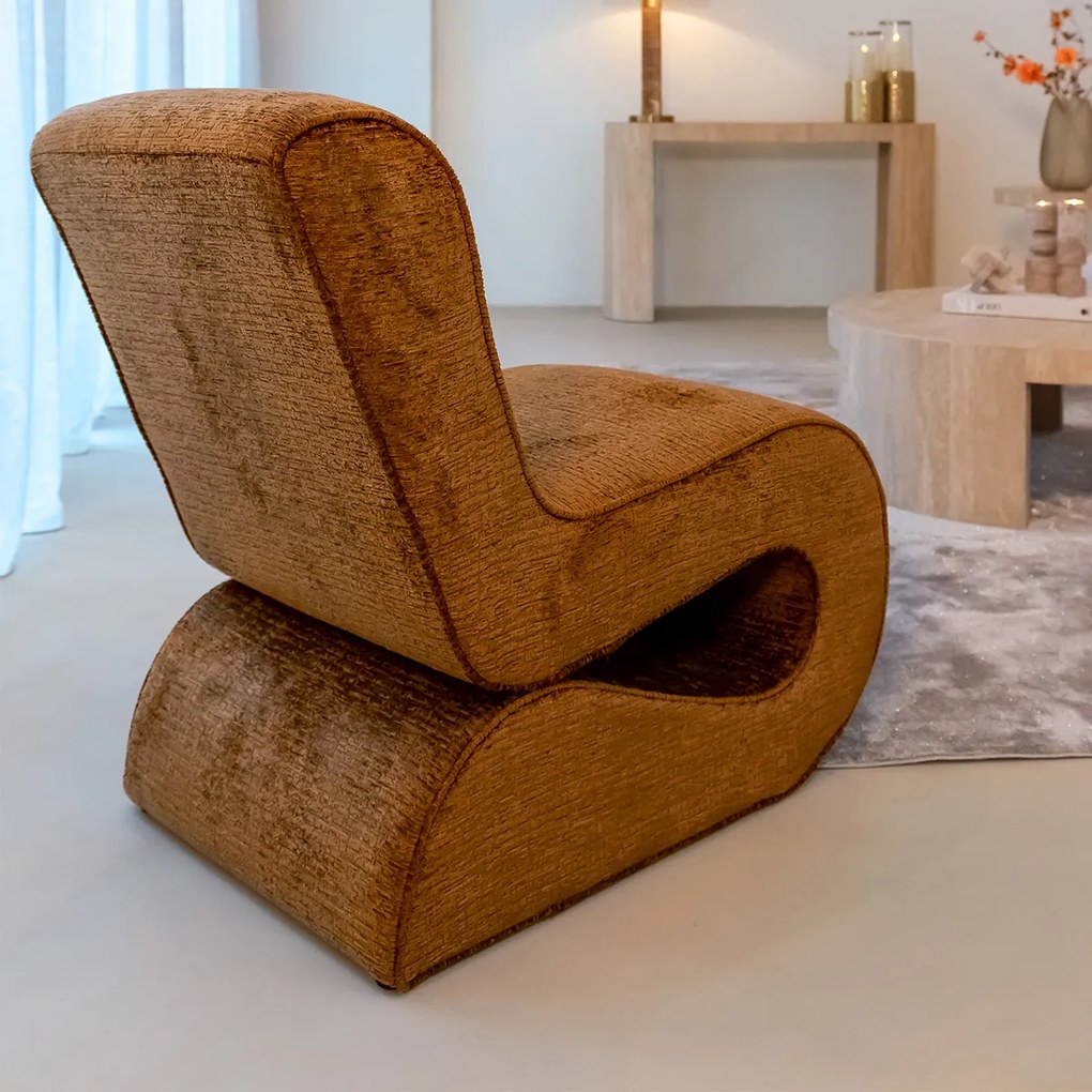 Richmond Interiors Frankie Design Fauteuil Ronde Vormen Cognac