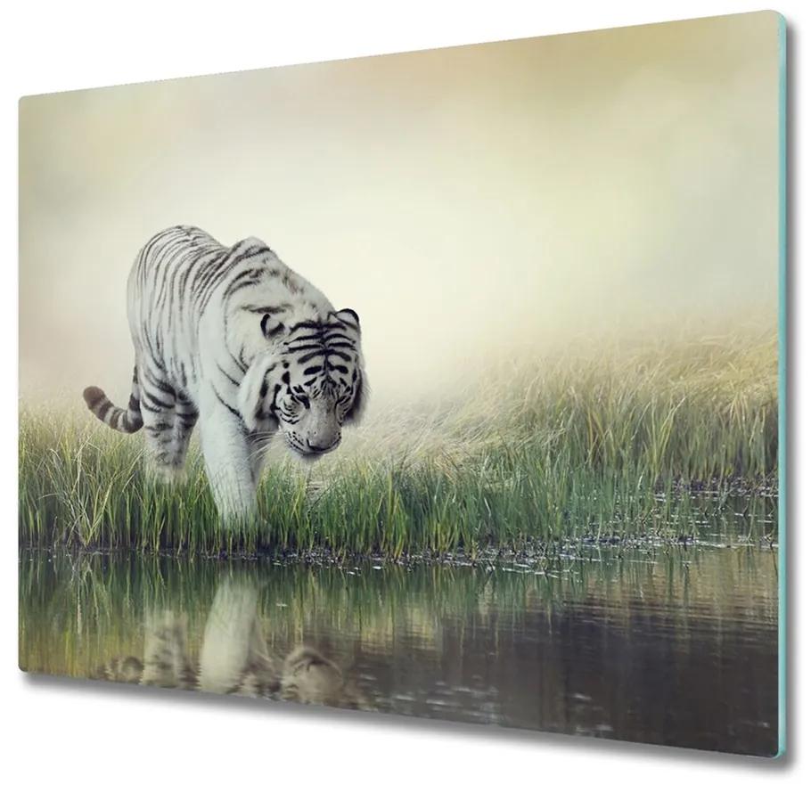 snijplank glas Witte tijger 60x52cm
