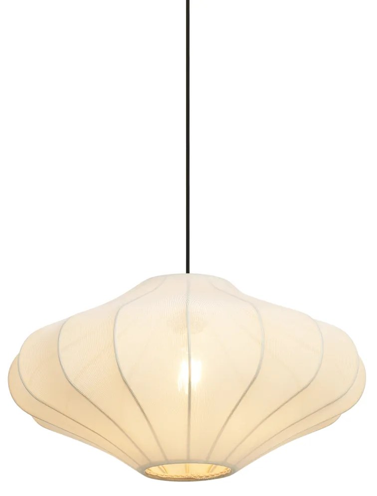 Japandi hanglamp beige met stoffen kap 50cm - PluJapandi E27 rond Binnenverlichting Lamp