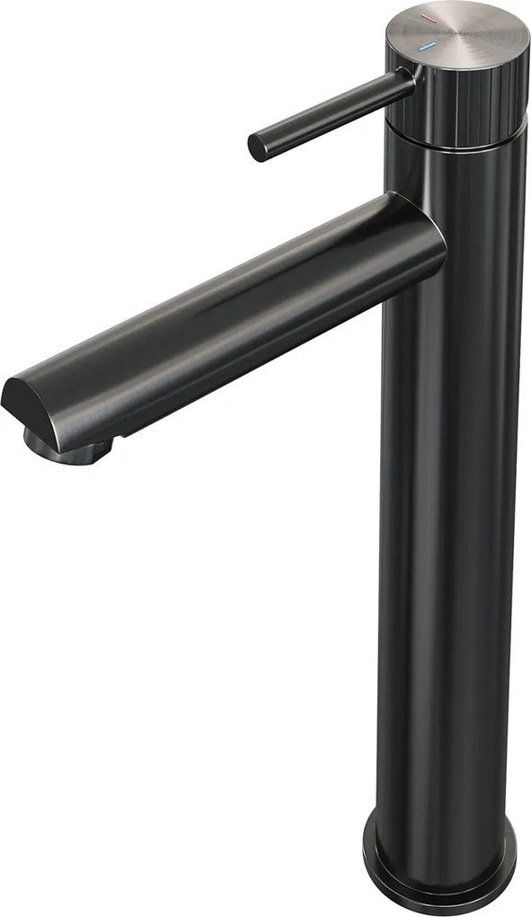 Brauer Stripe verhoogde wastafelkraan model A met ColdStart gunmetal geborsteld PVD