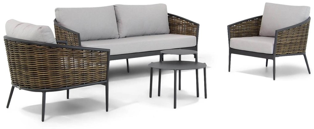 Stoel en Bank Loungeset 4 personen Wicker Grijs Coco Coco Lanai