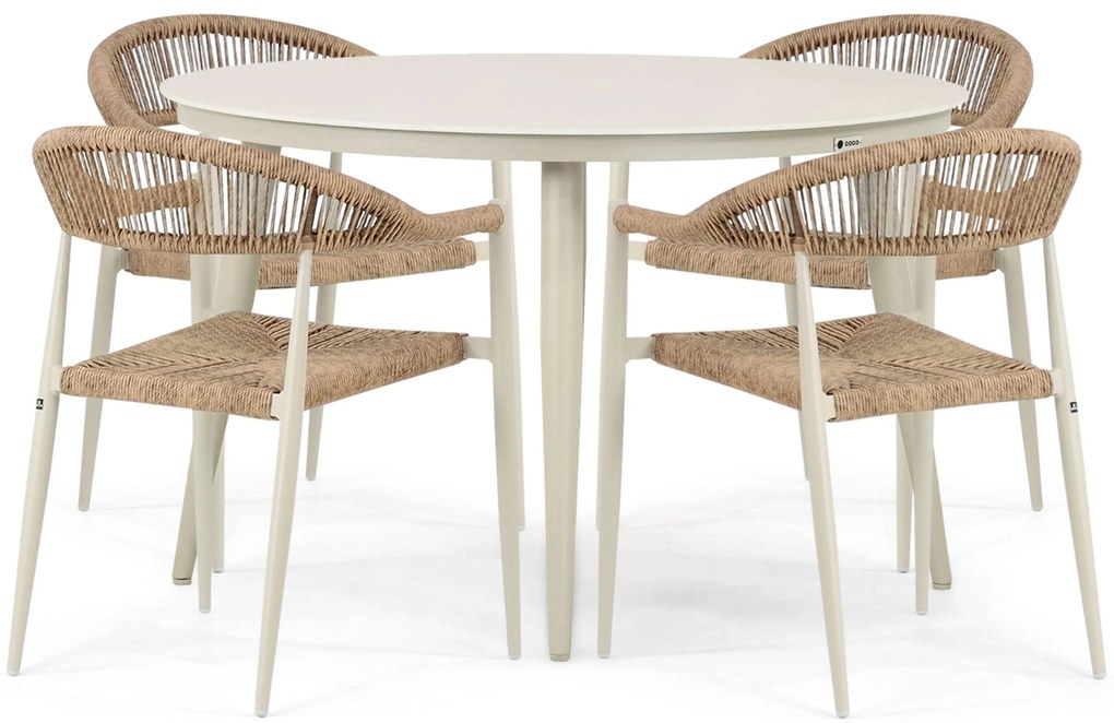 Tuinset 4 personen 120 cm Aluminium/rope Taupe Lifestyle Garden Furniture Granada/Vienna