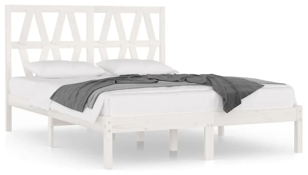 vidaXL Bedframe massief grenenhout wit 120x190 cm 4FT Small Double
