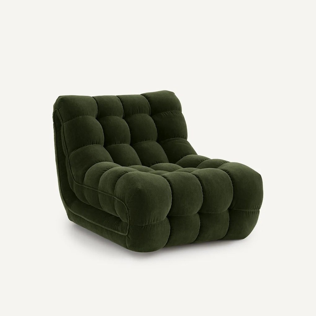 Modulaire gecapitonneerde fauteuil, fluweel, JUD