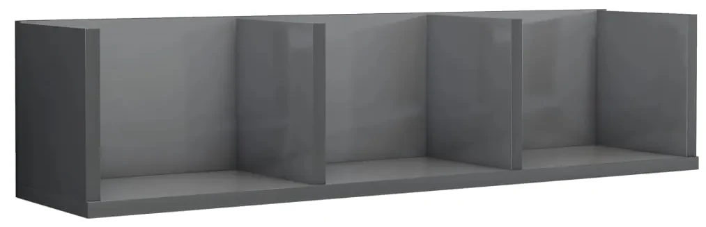 vidaXL Cd-wandschap 75x18x18 cm bewerkt hout hoogglans grijs
