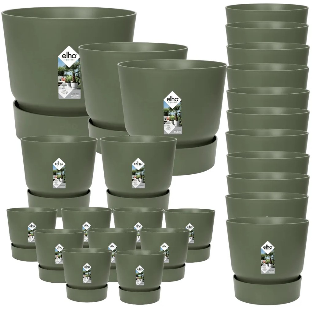 25x Pot elho Greenville groen (9x D14x13, 2x D24xH23, 11x D30xH28, 2x D39xH37, 1x D47xH44)