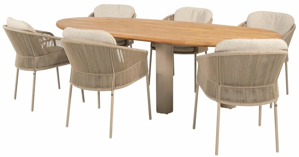 Taste by 4 Seasons Florence tuinset latte met estate tafel 240 cm teak Tuinstoel   taupe weerbestendig
