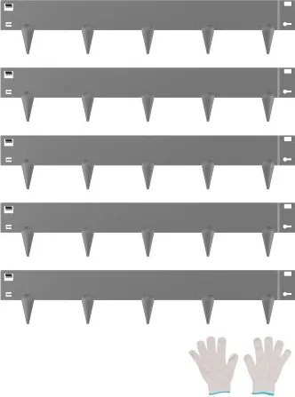 VEVOR Gazonrand 5-pack, Bloembedrand 990x181 mm, Metalen Bloembedrand, Flexibele Bloembedrand, Robuuste Tuinafscheiding, Eenvoudig te installeren, Bloembed-/Tuinpadafscheiding, Donkergrijs