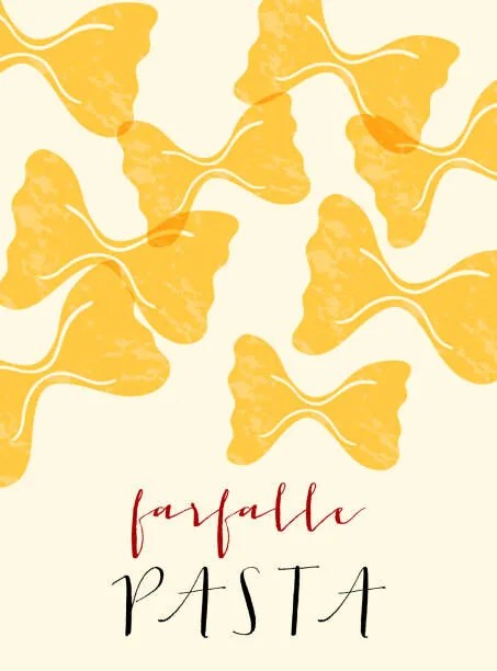 Ilustratie Farfalle Italian pasta. Farfalle poster illustration., Alina Beketova