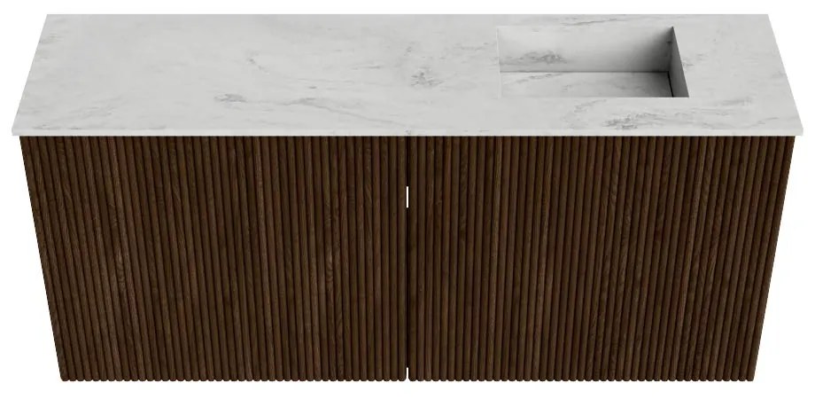 Mondiaz Joya DLux 90cm toiletmeubel walnut met wastafel faye rechts 1 kraangat opalo