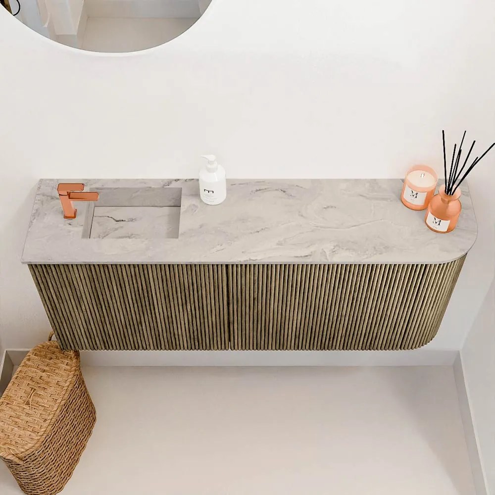 Mondiaz Joya DLux 100cm toiletmeubel ronding rechts dusk met wastafel faye links 1 kraangat glace