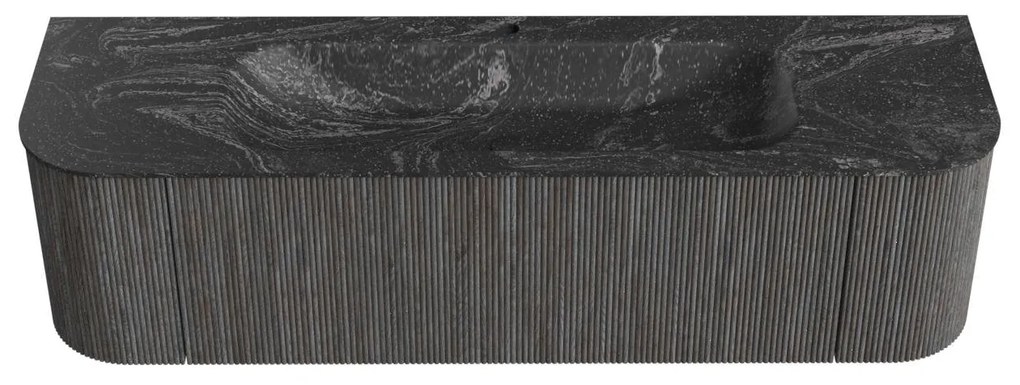 Mondiaz Kurve-dlux 160cm badmeubel ronding links/rechts shadow met 1 lade en 2 deuren en wastafel big medium midden 1 kraangat lava
