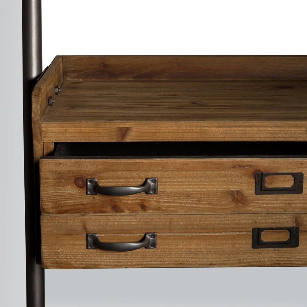 Wandrek Metaal Met Hout - 78x40x180cm.