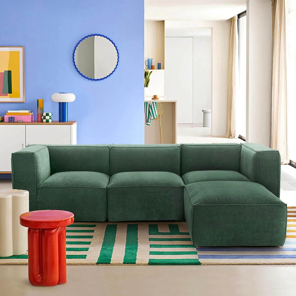 Modulaire poef in getextureerd fluweel, Seven