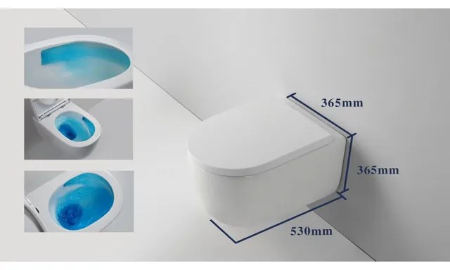 QeramiQ Dely Swirl Wandclosetset - 36.5x53.0cm - diepspoel - rimless - softclose zitting - glans wit SW1159505/SW1026256