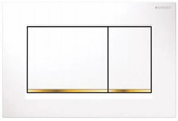 Geberit Sigma30 bedieningplaat met dualflush frontbediening voor toilet/urinoir 24.6x16.4cm wit / goud 115883kk1