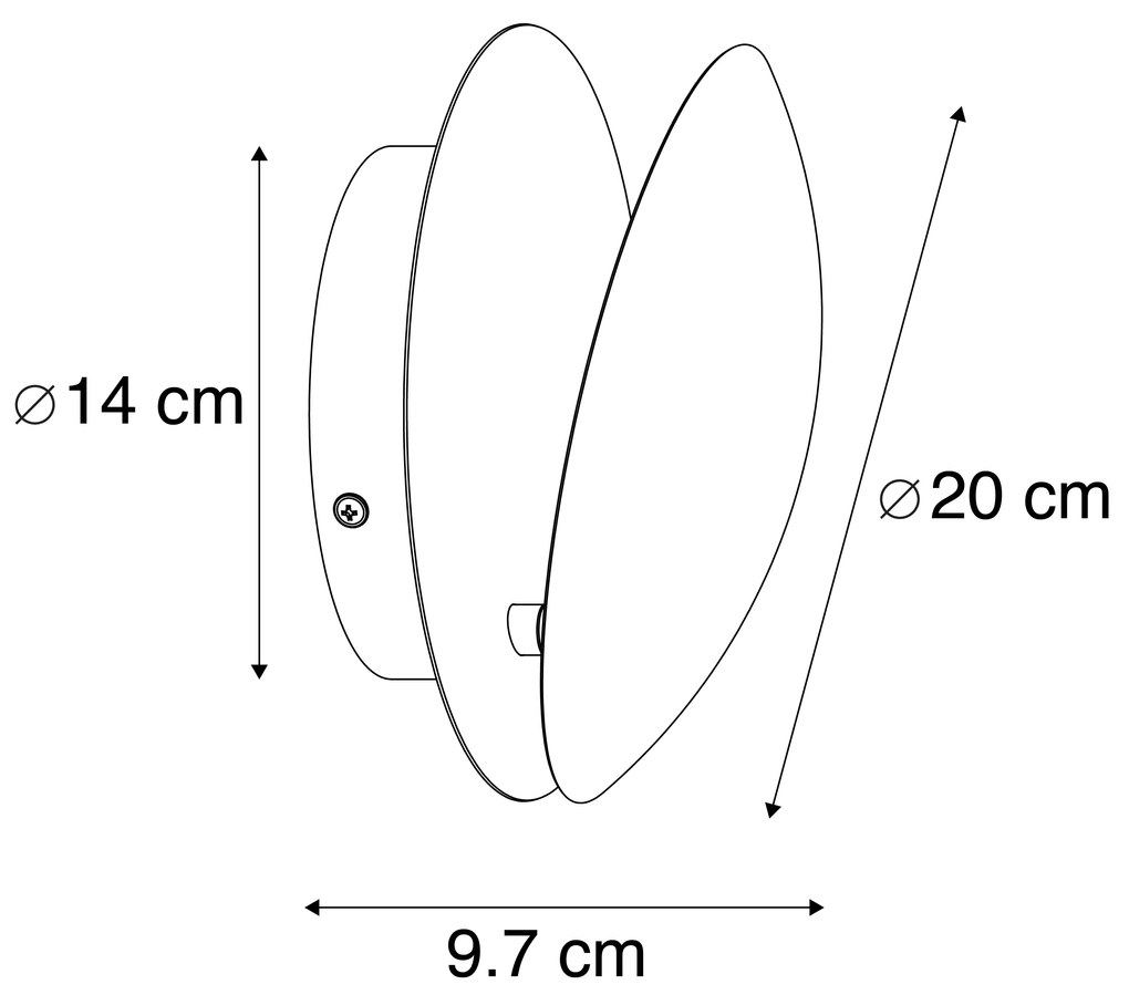 Moderne wandlamp koper rond 20cm - Sunrise