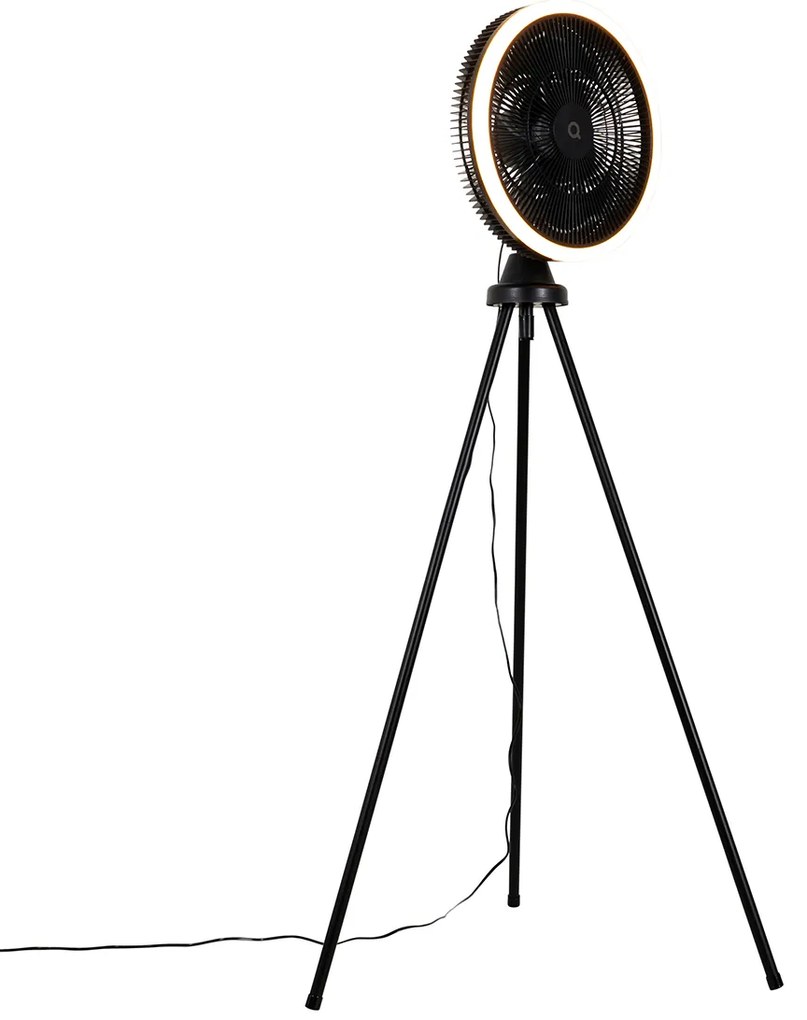 Vloerventilator tripod zwart incl. LED 3-staps dimbaar - Meric