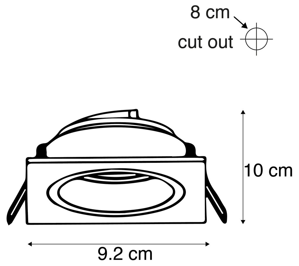 Set van 6 Inbouwspot vierkant wit draai- en kantelbaar - Chuck GU10 Binnenverlichting Lamp