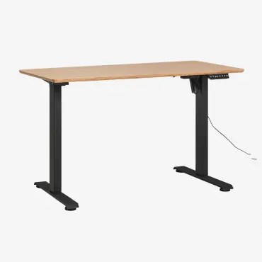Elektrisch Verstelbaar Rechthoekig Bureau Met Geheugenfunctie Van Hout En Ijzer Serpi Eikenhout & ↔︎ 120 Cm & Zwart - Sklum