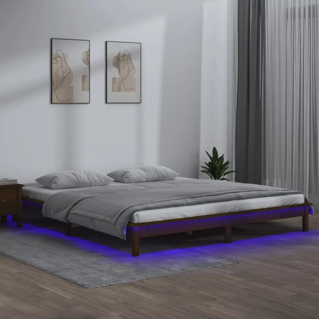 vidaXL Bedframe LED massief hout honingbruin 160x200 cm