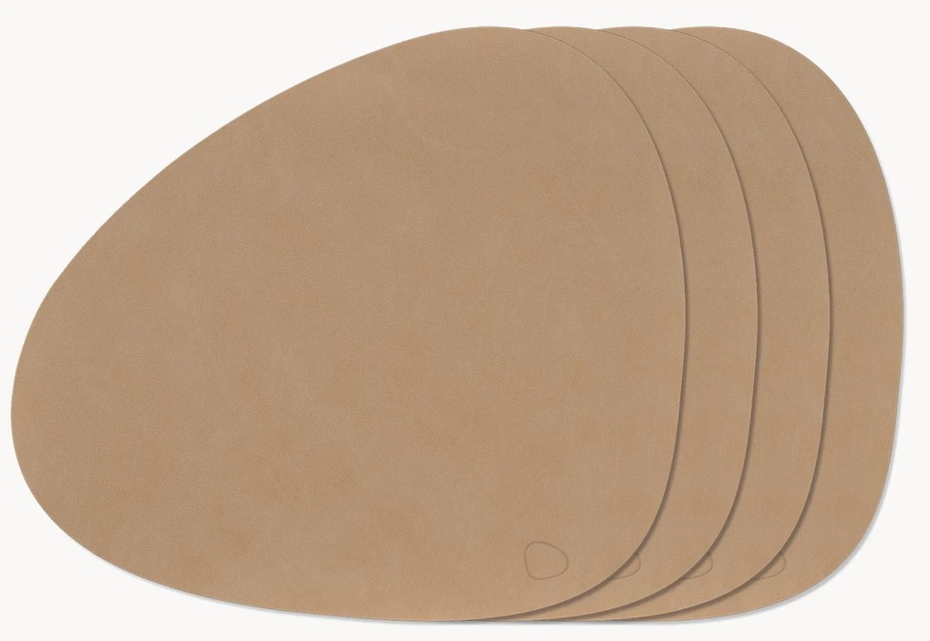 Asymmetrische leren placemats Curve, 4 stuks